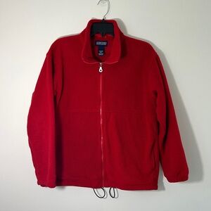 Vintage USA Lands’ End Women’s Fleece Full-Zip Jacket – Bright Red (M 10–12)